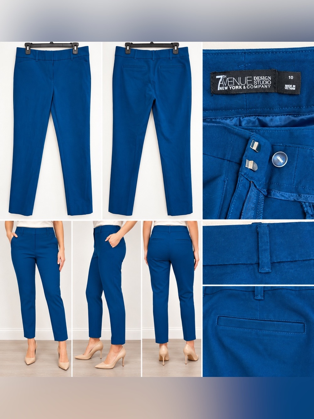 7th Avenue New York & Company Blue Tailored Dress Pants Size 10